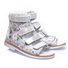 Ортопедичні босоніжки для дівчаток Theo Leo срібного кольору, Колір: срібний/квітковий принт, Розмір: 23