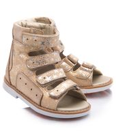 Ортопедичні босоніжки для дівчаток Theo Leo золотого кольору, Колір: бежевий/золото, Розмір: 26