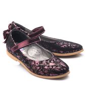 Туфлі для дівчаток Theo Leo бордового кольору, Колір: чорний/бордовий візерунок, Розмір: 38