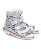 Ортопедичні босоніжки для дівчаток Theo Leo срібного кольору, Колір: срібний принт, Розмір: 24