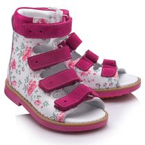 Ортопедичні босоножки для дівчаток Theo Leo білого і рожевого кольорів, Колір: білий /мікс /рожевий, Розмір: 30