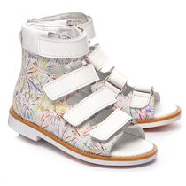 Ортопедичні босоніжки для дівчаток  Theo Leo білого кольору, Колір: різнокольоровий/білий, Розмір: 23