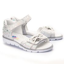 Сандалі для дівчаток Theo Leo білого кольору, Колір: білий/срібний принт, Розмір: 26