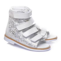 Ортопедические босоножки для девочек  1468, Цвет: срібний переламутр/білий, Размер: 31