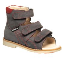 Ортопедические босоножки для мальчиков Theo Leo темно-серого цвета, Цвет: сірий/червоний, Размер: 26