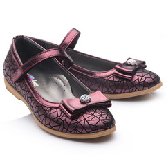 Туфлі для дівчаток Theo Leo бордового кольору, Колір: бордовий/чорний принт, Розмір: 36