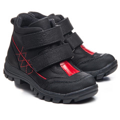 Черевики для хлопчиків Theo Leo чорного кольору, Колір: чорний/червоний, Розмір: 21