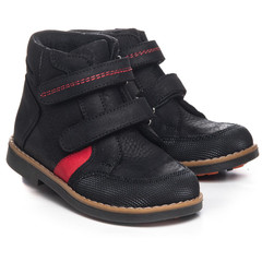 Черевики для хлопчиків Theo Leo чорного кольору, Колір: чорний/червоний, Розмір: 19