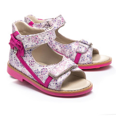 Босоніжки для дівчаток Theo Leo рожевого кольору, Колір: різнокольоровий/рожевий, Розмір: 21