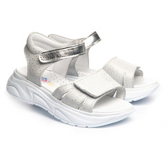 Сандалі для дівчаток Theo Leo білого кольору, Колір: білий/срібний, Розмір: 38