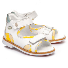 Босоніжки для дівчаток Theo Leo білого та жовтого кольорів, Колір: білий/жовтий, Розмір: 23