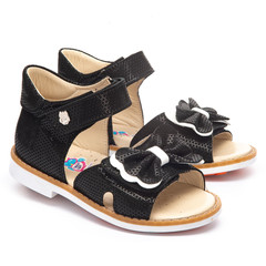 Босоніжки для дівчаток Theo Leo чорного кольору, Колір: чорний/білий, Розмір: 36