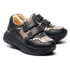 Кросівки для дівчаток Theo Leo чорного кольору, Колір: чорний/золотий, Розмір: 21