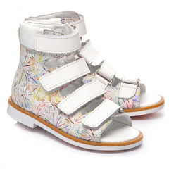 Ортопедичні босоніжки для дівчаток  Theo Leo білого кольору, Колір: різнокольоровий/білий, Розмір: 23