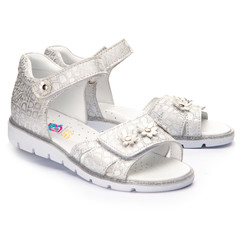 Сандалі для дівчаток Theo Leo срібного кольору, Колір: білий/срібний, Розмір: 27