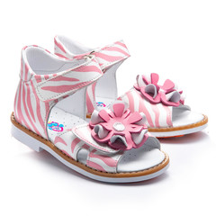 Босоніжки для дівчаток Theo Leo білого та рожевого кольорів, Колір: рожевий/зебра, Розмір: 24