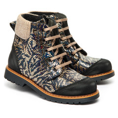 Черевики для дівчат Theo Leo чорного та золотого кольорів, Колір: чорний/золотий, Розмір: 26