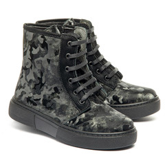 Черевики для дівчат Theo Leo сірого кольору, Колір: чорний/камуфляж, Розмір: 34
