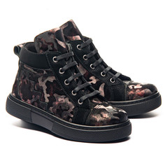 Черевики для дівчат Theo Leo мікс кольорів, Колір: чорно-бордовий/камуфляж, Розмір: 26