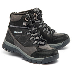 Черевики для хлопчиків Theo Leo сірого кольору, Колір: чорний/сірий, Розмір: 26