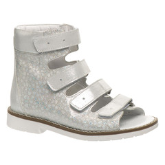 Ортопедичні босоніжки для дівчаток Theo Leo срібного кольору (LEO-2213 WH-SIL), Колір: білий/срібний, Розмір: 26