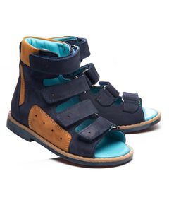 Ортопедичні босоніжки для хлопчиків Theo Leo темно-синього кольору, Колір: т.синій/помаранчевий, Розмір: 24