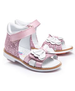 Босоніжки для дівчаток Theo Leo рожевого кольору, Колір: рожевий переламутр/білий, Розмір: 24