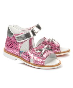 Босоножки для девочек Theo Leo серебряного и розового цветов, Цвет: рожевий/срібло, Размер: 27