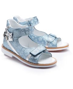 Босоніжки для дівчаток Theo Leo блакитного кольору, Колір: срібний/блакитний, Розмір: 23