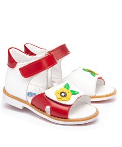 Босоніжки для дівчаток Theo Leo білого та червоного кольорів, Колір: білий/червоний, Розмір: 23