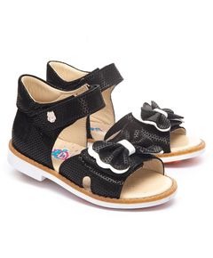 Босоніжки для дівчаток Theo Leo чорного кольору, Колір: чорний/білий, Розмір: 36