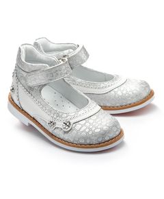 Туфли для девочек Theo Leo белого цвета, Цвет: білий/срібний леопард, Размер: 23