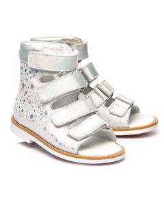 Ортопедичні босоніжки для дівчаток Theo Leo срібного кольору, Колір: срібний принт, Розмір: 21