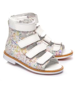 Ортопедичні босоніжки для дівчаток  Theo Leo білого кольору, Колір: різнокольоровий/білий, Розмір: 23