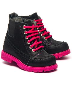 Черевики для дівчат Theo Leo чорного кольору, Колір: чорний/рожевий, Розмір: 22