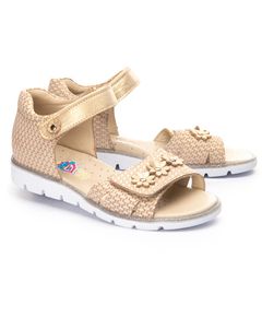 Сандалі для дівчаток Theo Leo бежевого кольору, Колір: бежевий/золото, Розмір: 26