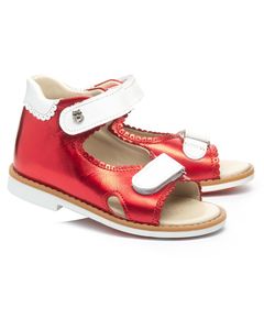 Босоніжки для дівчаток Theo Leo червоного кольору, Колір: червоний/білий, Розмір: 21