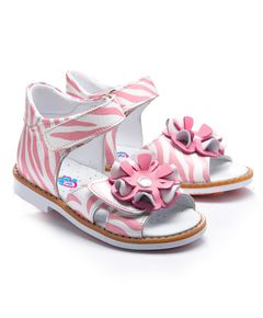 Босоніжки для дівчаток Theo Leo білого та рожевого кольорів, Колір: рожевий/зебра, Розмір: 24