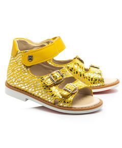 Босоніжки для дівчаток Theo Leo жовтого кольору, Колір: жовтий/золотий, Розмір: 23
