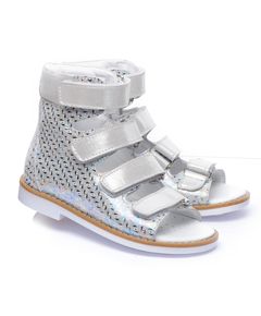 Ортопедичні босоніжки для дівчаток Theo Leo срібного кольору, Колір: срібний принт, Розмір: 24