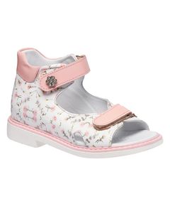 Босоніжки для дівчаток Theo Leo біло-рожевого кольору, Колір: білий/рожевий принт, Розмір: 30