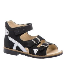 Босоножки для мальчика Theo Leo черного цвета, Цвет: чорний/білий, Размер: 33