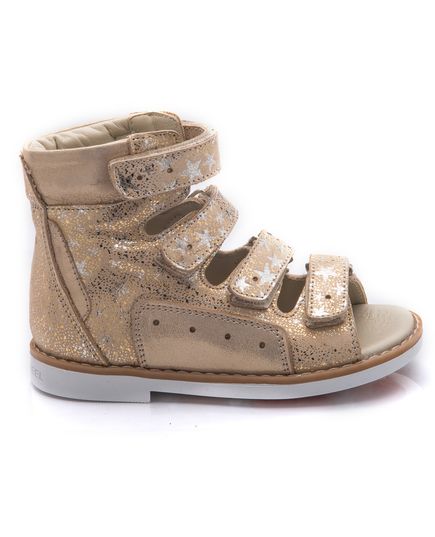 Ортопедические босоножки для девочек Theo Leo золотого цвета, Цвет: бежевий/золото, Размер: 26, изображение 3