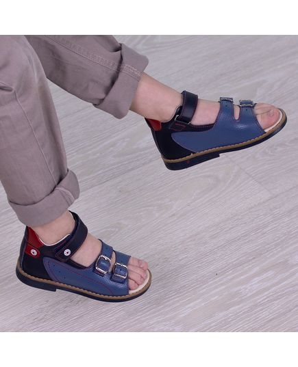 Босоніжки для хлопчиків Theo Leo синього кольору, Колір: синій, Розмір: 23, зображення 2