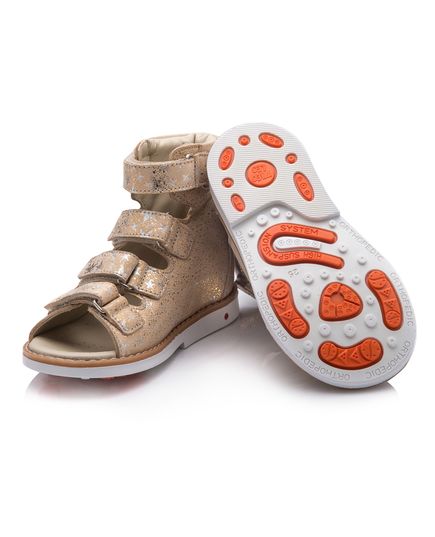 Ортопедические босоножки для девочек Theo Leo золотого цвета, Цвет: бежевий/золото, Размер: 26, изображение 5