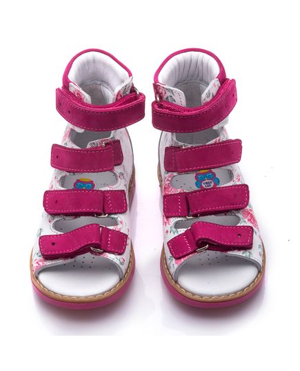 Ортопедичні босоножки для дівчаток Theo Leo білого і рожевого кольорів, Колір: білий /мікс /рожевий, Розмір: 30, зображення 3