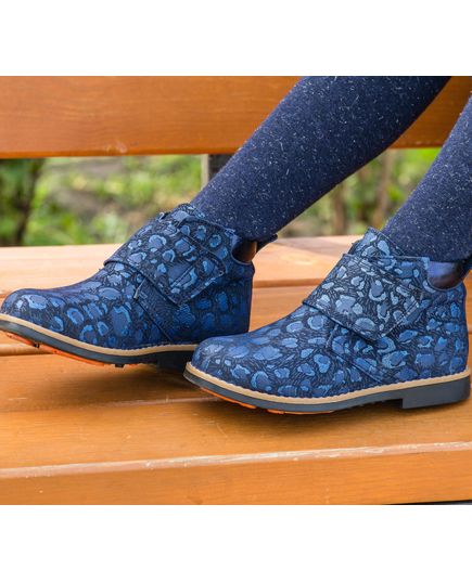 Ботинки для девочек Theo Leo темно-синего цвета, Цвет: т.синій/ леопард, Размер: 21, изображение 2