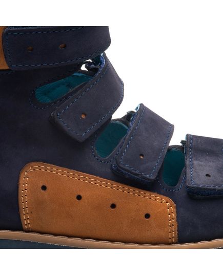 Ортопедические босоножки для мальчиков Theo Leo темно-синего цвета, Цвет: т.синій/помаранчевий, Размер: 24, изображение 2