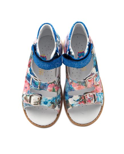 Босоніжки для дівчаток Theo Leo блакитного кольору, Колір: блакитний/квітковий принт, Розмір: 21, зображення 4