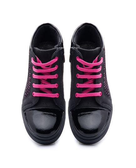 Ботинки для девочек Theo Leo черного и розового цветов, Цвет: чорний/рожевий, Размер: 26, изображение 3